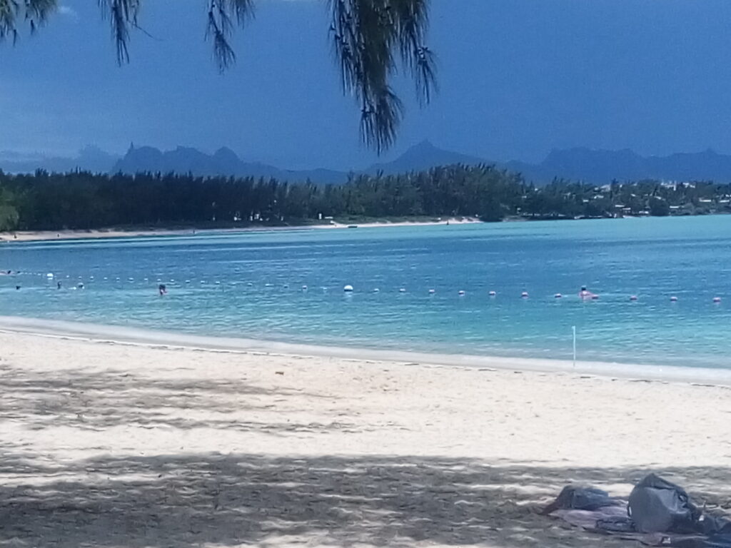 Favorite "Mon Choisy Beach" proteced from sharks by reef